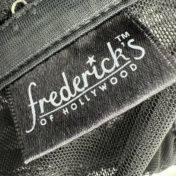 FREDERICKS OF HOLLYWOOD Small Black Lace Demi Cup Sheer Corset Top Garter Clips - Picture 6 of 10